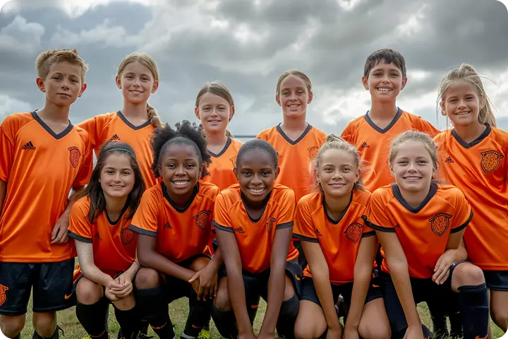 Local kids playing soccer on a community pitch sponsored by Greenwood Finance